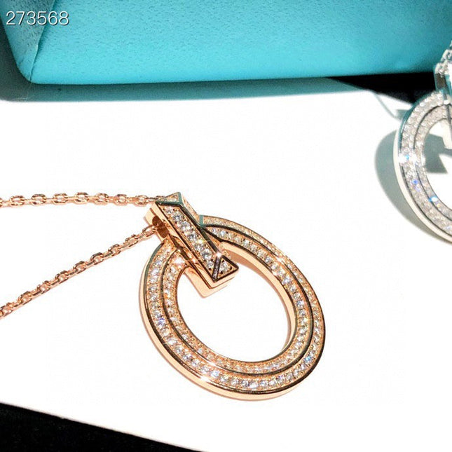 T1 CIRCLE DIAMOND PAVED MEDIUM NECKLACE