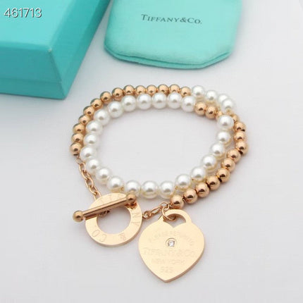 RETURN TO TIF HEART TAF BEAD PEARL BRACELET