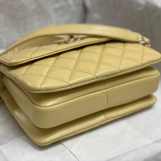 CC TRENDY 20CM YELLOW LAMBSKIN GOLD HARDWARE