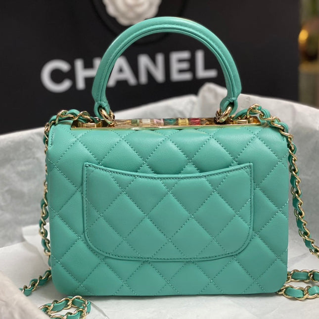 CC TRENDY 20CM LIGHT BLUE LAMBSKIN GOLD HARDWARE