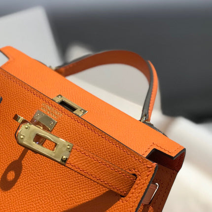 HM KELLY MINI 20 ORANGE EPSOM GOLD HARDWARE