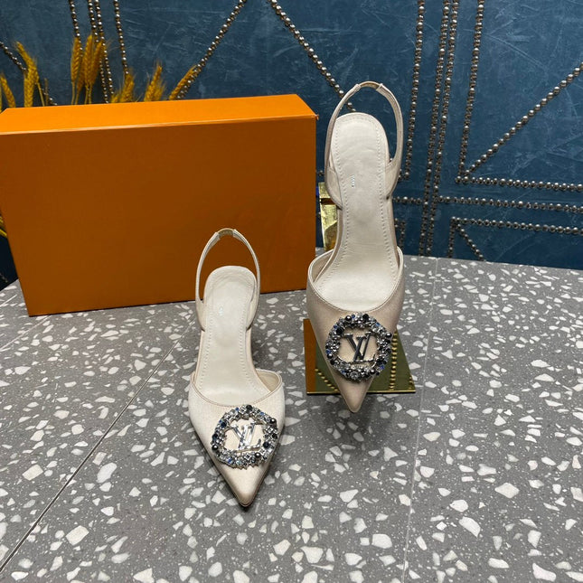 LV MET SLINGBACK PUMP WHITE