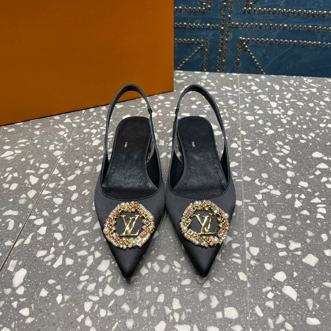 LV MET SLINGBACK BALLERINA NOIR