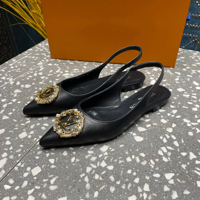 LV MET SLINGBACK BALLERINA BLACK