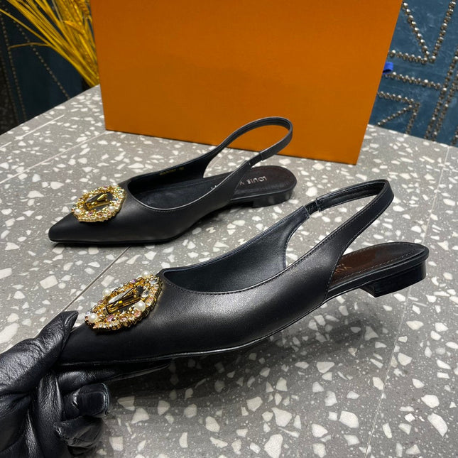 LV MET SLINGBACK BALLERINA BLACK