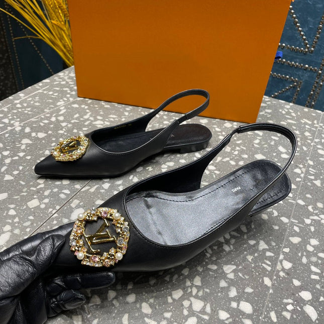 LV MET SLINGBACK BALLERINA BLACK