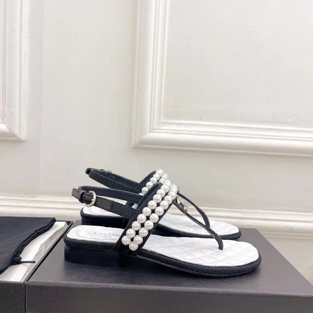 SLINGBACKS WHITE/Black LAMBS With PEARL