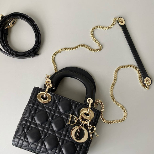 MINI MY LADY 17 BLACK CALFSKIN GOLD HARDWARE