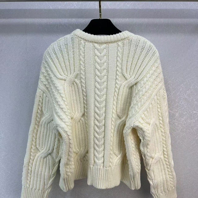 Celin Black Triomphe Cream Sweater