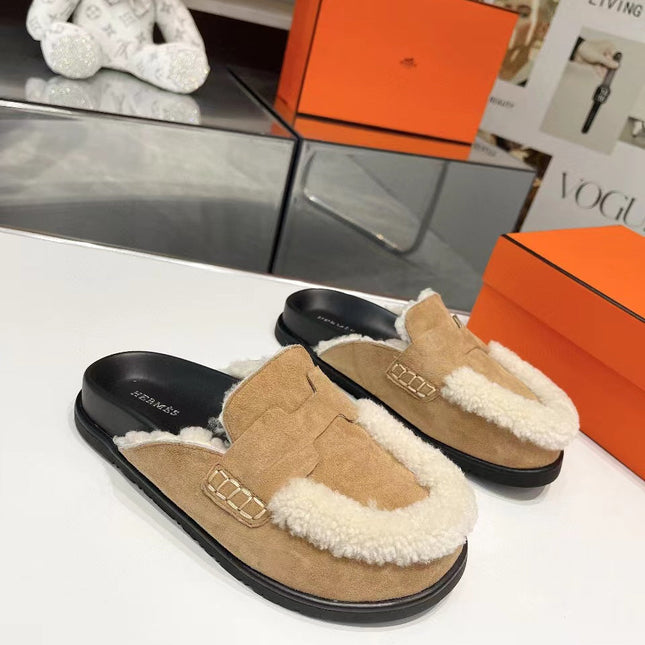 G0 MULE BEIGE SUEDE SHEARLING