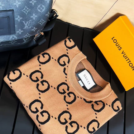 GG Camel/Wool Jumper Black Monogram