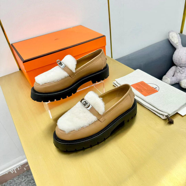 ICONE LOAFER CALFSKIN AND SHEARLING MUSTARD