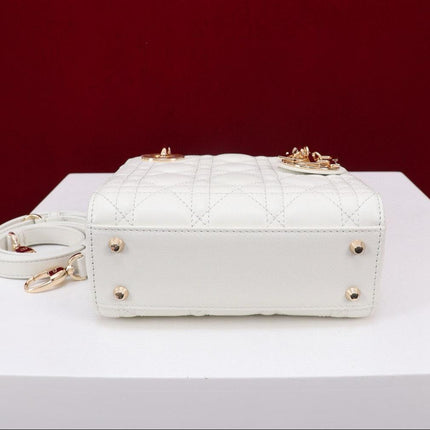 MINI LADY 17 BAG IN WHITE LAMBSKIN GOLD HARDWAWE