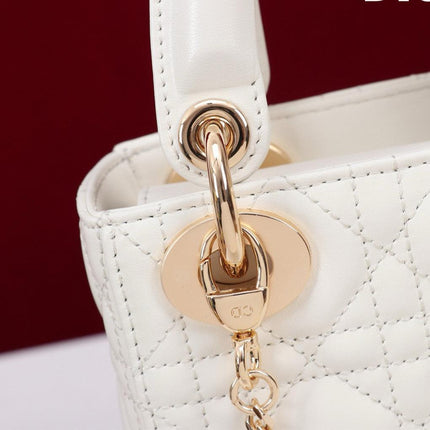 MINI LADY 17 BAG IN WHITE LAMBSKIN GOLD HARDWAWE