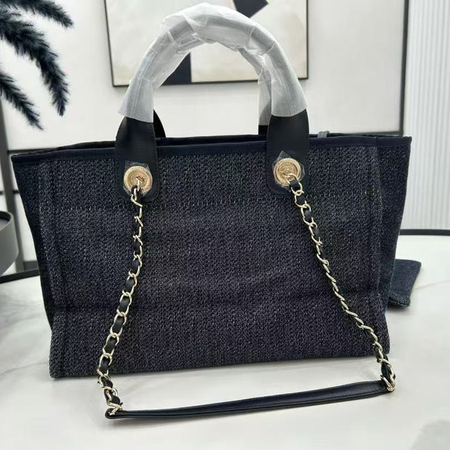 CC DEAUVILLE MEDIUM 33 TOTE BAG IN BLACK CANVAS GHW