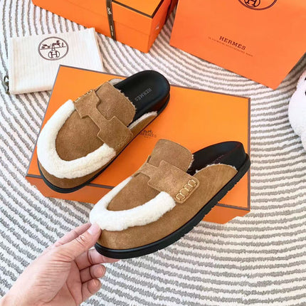 G0 MULE BROWN SUEDE SHEARLING