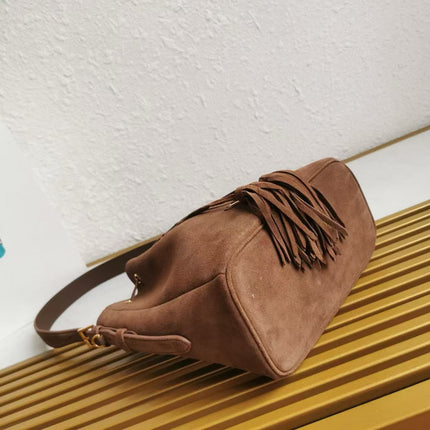 PRA BUCKET BAG 21 IN BROWN SUEDE