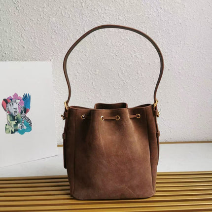 PRA BUCKET BAG 21 IN BROWN SUEDE