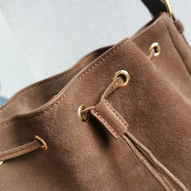 PRA BUCKET BAG 21 IN BROWN SUEDE