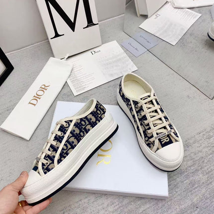 WALKN 45 BEIGE BLUE OBLIQUE EMBROI-DERY CANVAS