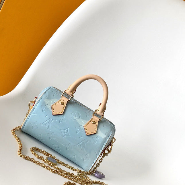 NANO SPEEDY 16 IN PASTEL MONOGRAM VERNIS GOLD HARDWARE