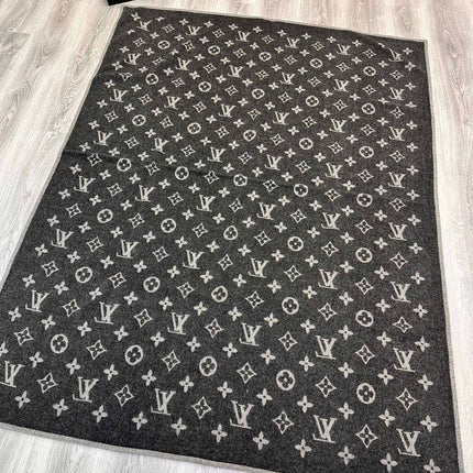 MONOGRAM BLANKET IN BLACK GRAY LAMB