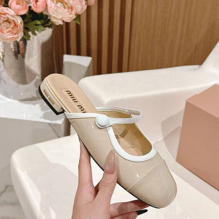 MM MULES IN BEIGE LAMBSKIN