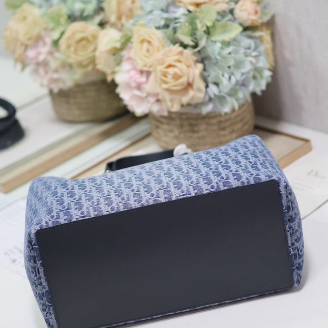 LARGE TOUJOURS 37 BLUE DENIM OBLIQUE JACQUARD