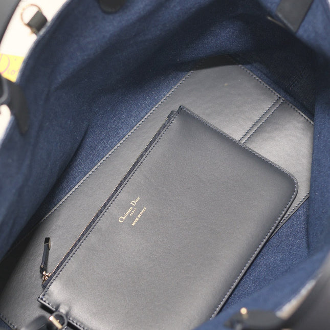 LARGE TOUJOURS 37 BLUE DENIM OBLIQUE JACQUARD