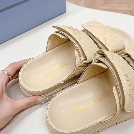 Padded Leather MULES Sandals Lambskin Beige