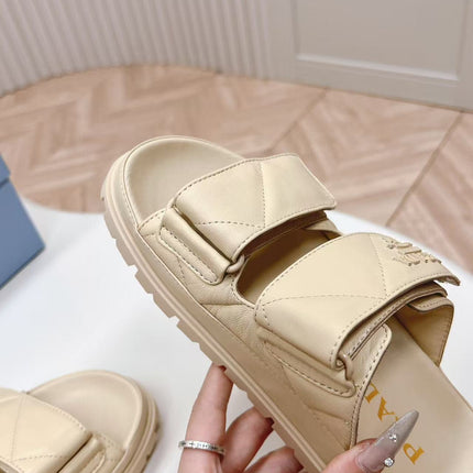 Padded Leather MULES Sandals Lambskin Beige