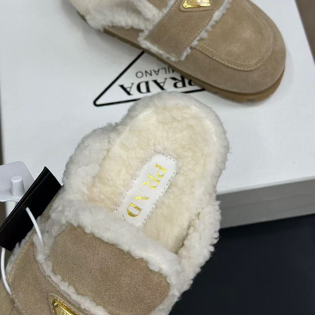 MULES SUEDE AND SHEARLING BEIGE
