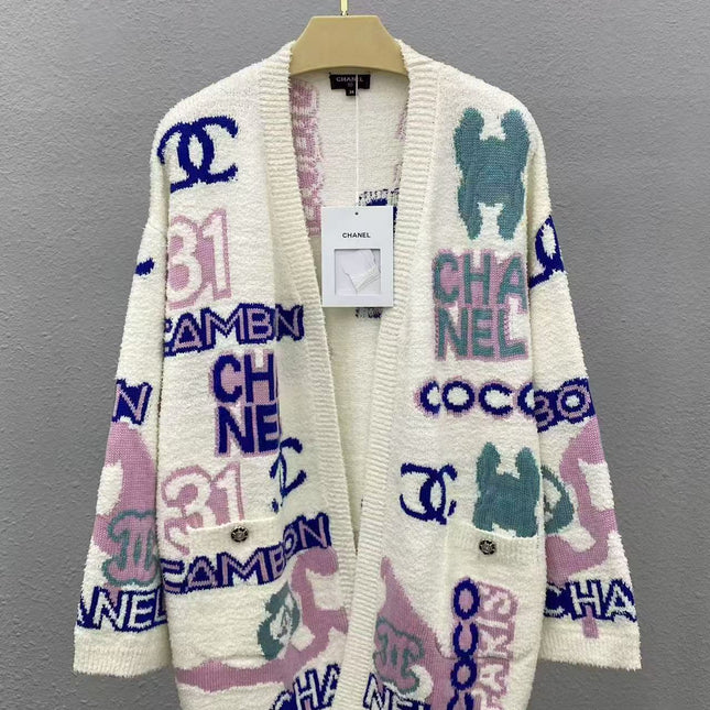 CC SS23 Cream Multicolor Logo Cardigan