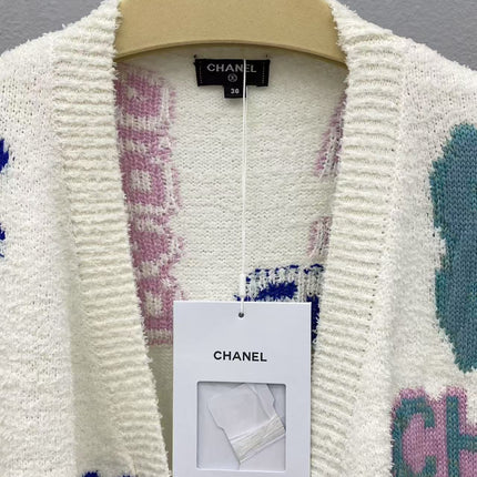 CC SS23 Cream Multicolor Logo Cardigan
