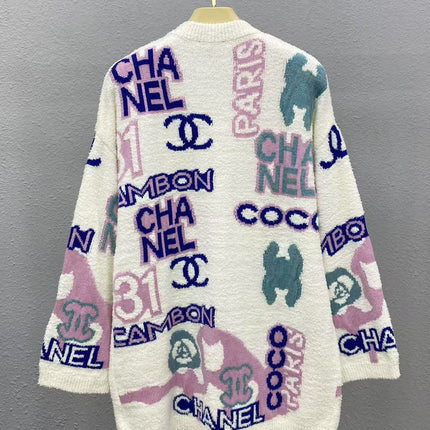 CC SS23 Cream Multicolor Logo Cardigan