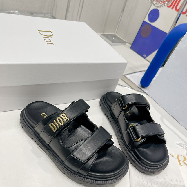 CD DIORACT SANDALS IN BLACK LAMBSKIN