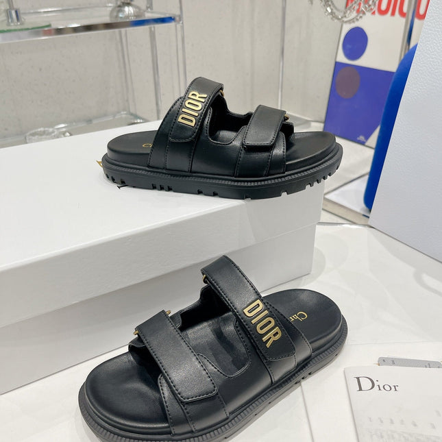 CD DIORACT SANDALS IN BLACK LAMBSKIN
