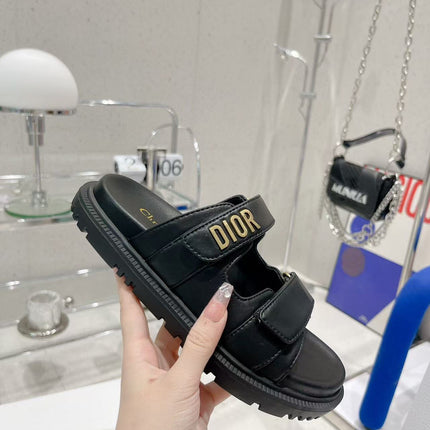 CD DIORACT SANDALS IN BLACK LAMBSKIN