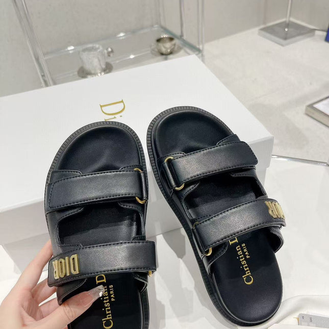 CD DIORACT SANDALS IN BLACK LAMBSKIN