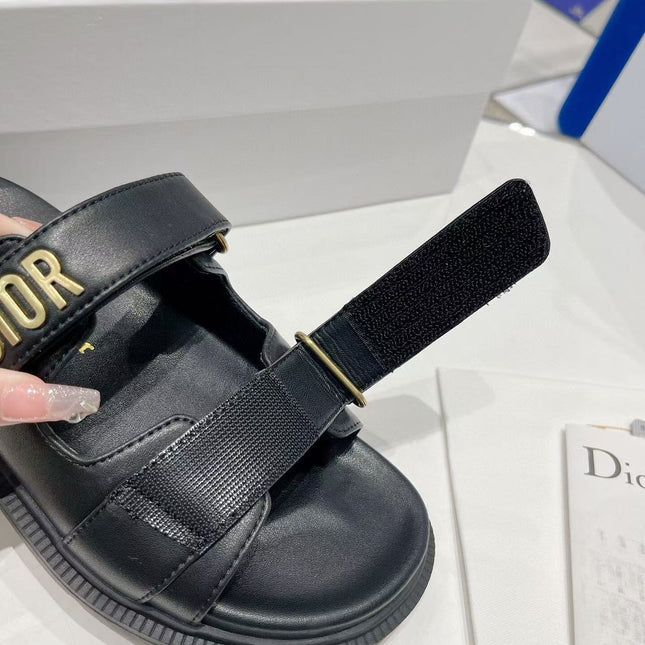 CD DIORACT SANDALS IN BLACK LAMBSKIN