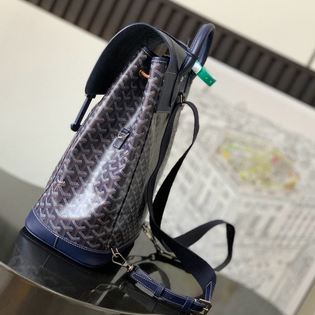 ALPIN MM BACKPACK 39 NAVY BLUE CANVAS CLAMECY CALFSKIN