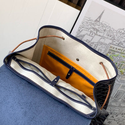 ALPIN MM BACKPACK 39 NAVY BLUE CANVAS CLAMECY CALFSKIN