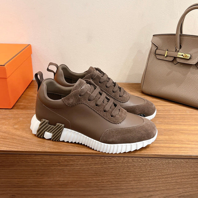 BOUNCING SNEAKER IN BROWN CALFSKIN MIX SUEDE