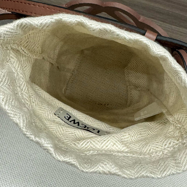 LOE BUCKET BAG 21 ANAGRAM IN BROWN CALFSKIN MIX CANVAS