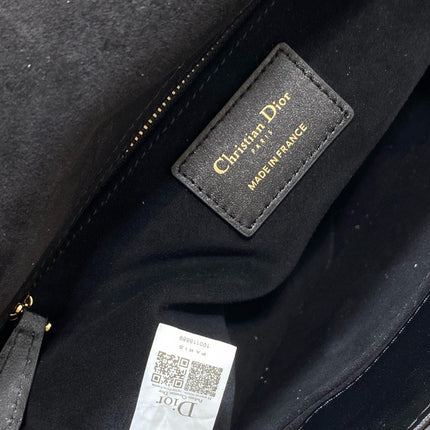 MEDIUM LADY BAG 24 IN BLACK CALFSKIN GOLD HARDWARE