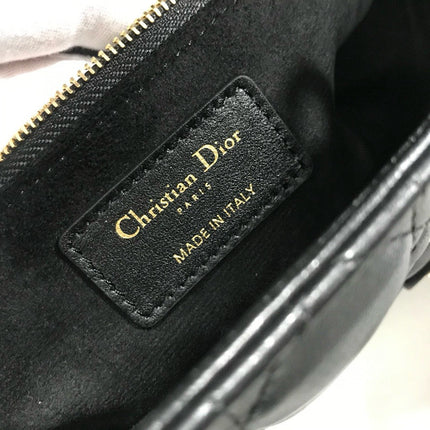 LARGE 32 LADY BAG IN BLACK LAMBSKIN WITH GOLD HARDWARE