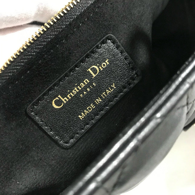 LARGE 32 LADY BAG IN BLACK LAMBSKIN WITH GOLD HARDWARE