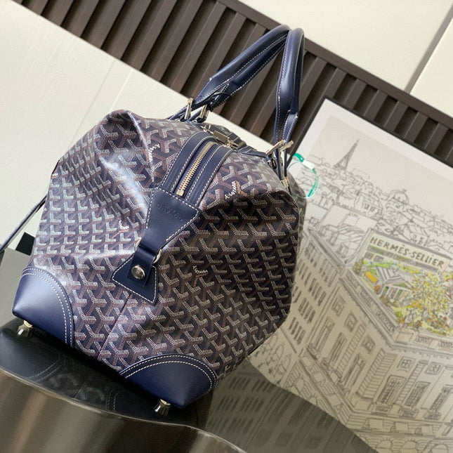 BOWLING 45 BAG IN NAVY BLUE GOYARDINE CANVAS AND CALFSKIN TRIM