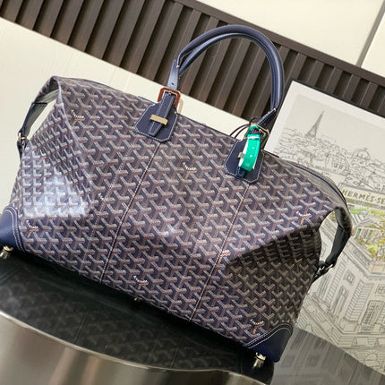 BOWLING 45 BAG IN NAVY BLUE GOYARDINE CANVAS AND CALFSKIN TRIM