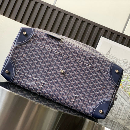 BOWLING 45 BAG IN NAVY BLUE GOYARDINE CANVAS AND CALFSKIN TRIM